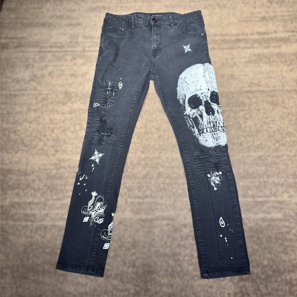 M.Society Skull Jeans - Size 34x30 Men - Streetwear